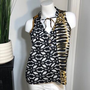 Patterson J. Kincaid Cheetah Tiger Animal Print Sleeveless Top‎ Blouse